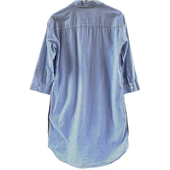 Sundry Striped Shirt Dress Embroidered Heart White Blue Size 1 - Small - Picture 5 of 12